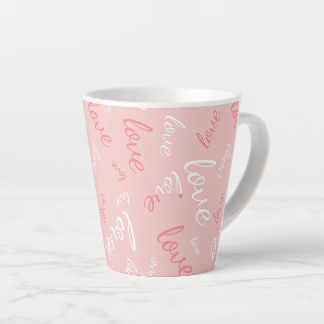 Tasse Latte Amour rose écriture manuscrite typographie romanti (Angle droit)