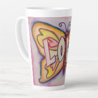 Amour Word Art rose Papillon d'aile Coupe Latte Mu