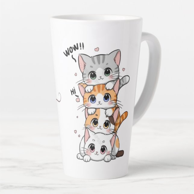 Tasse Latte Amoureux des chats (Angle droit)