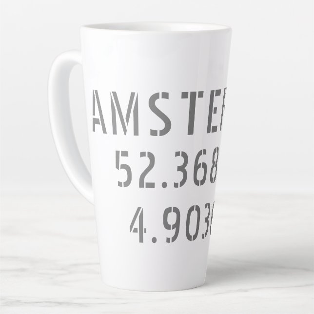 Tasse Latte Amsterdam Latitude Longitude (Angle gauche)