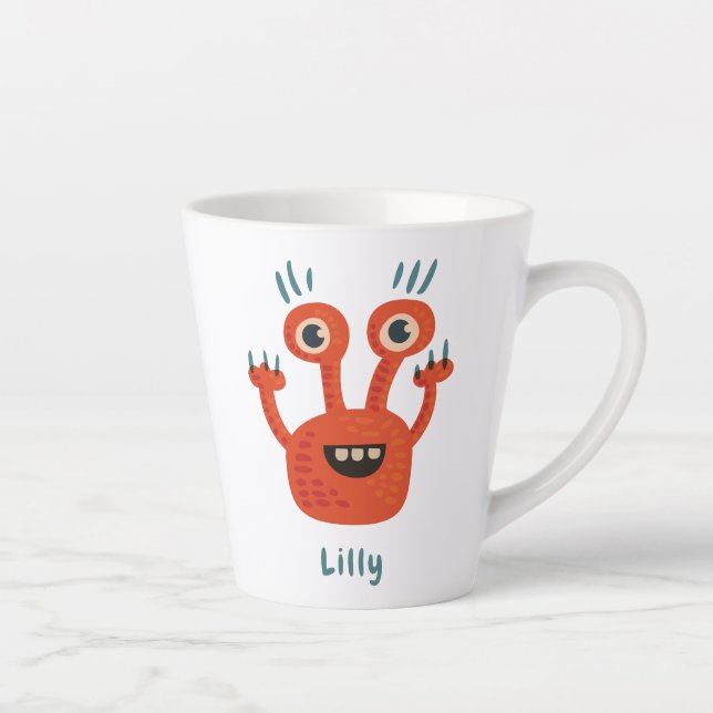 Tasse Latte Amusant Gros Oeil Souriant mignon Nom du monstre (Droite)