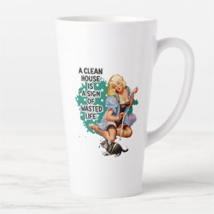 Tasse Latte Amusant Retro Humour femme de ménage