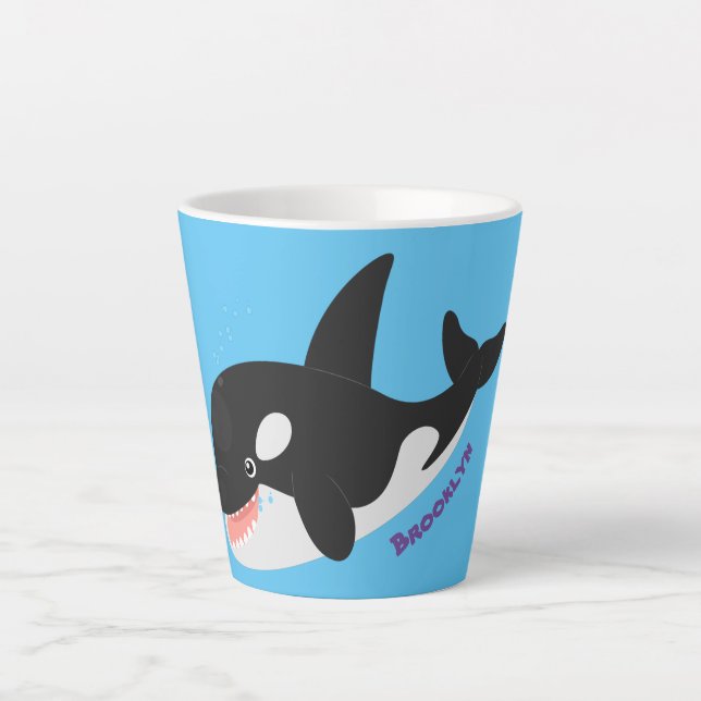 Tasse Latte Amusante baleine orque mignonne dessin animé (Devant)