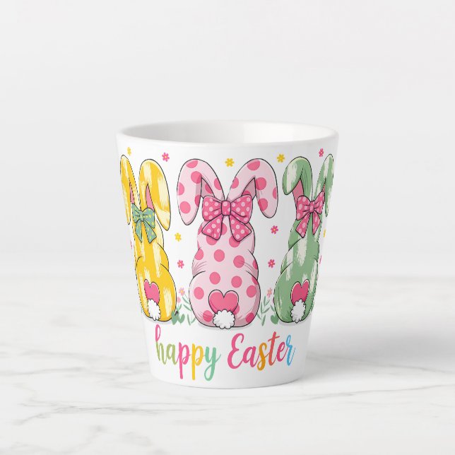 Tasse Latte Amusants Bunnies de Pâques (Devant)