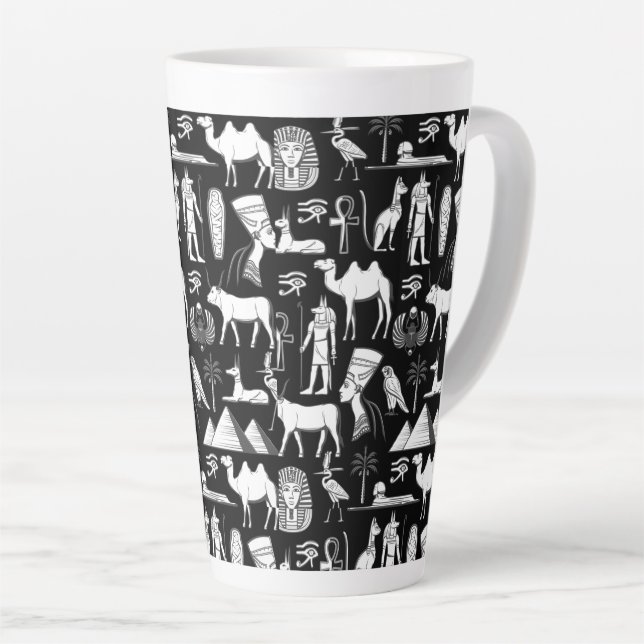 Tasse Latte Ancient Egypt Hieroglyphic Symbol Pattern      (Angle droit)