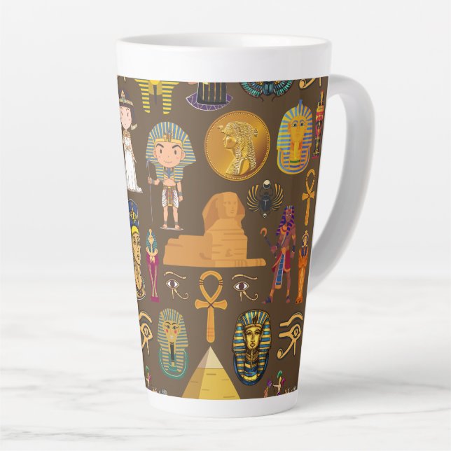 Tasse Latte Ancient Egyptian Hieroglyphic -Pattern Symbol  (Angle droit)