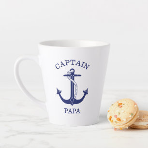 Tasse Latte Ancre bleue de la marine nautique Capitaine Papa