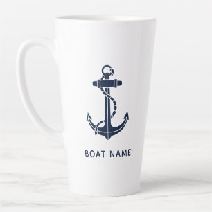 Tasse Latte Ancre nautique Bateau Custom Cruise Crew Swag