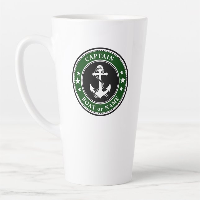 Tasse Latte Ancre nautique Capitaine Bateau ou nom Grande forê (Gauche)