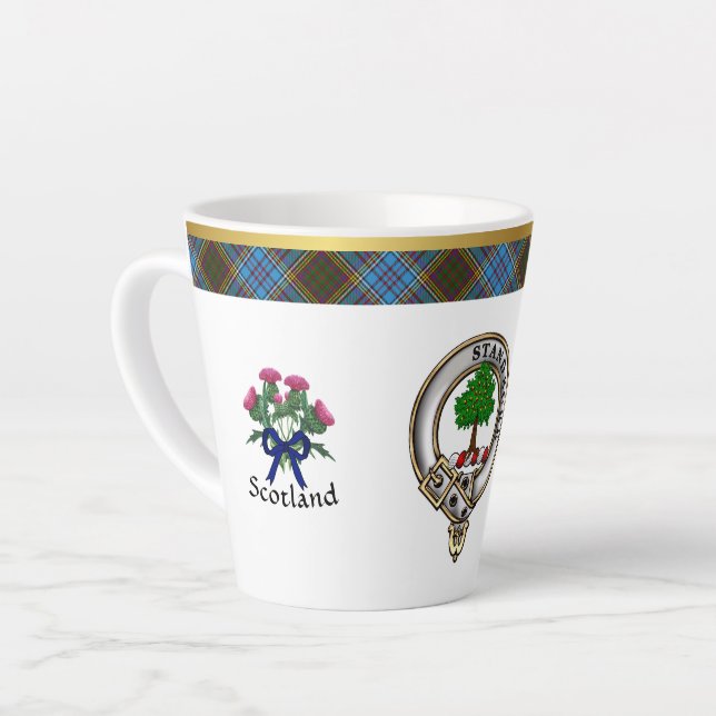 Tasse Latte Anderson Clan Badge & Tartan (Angle gauche)