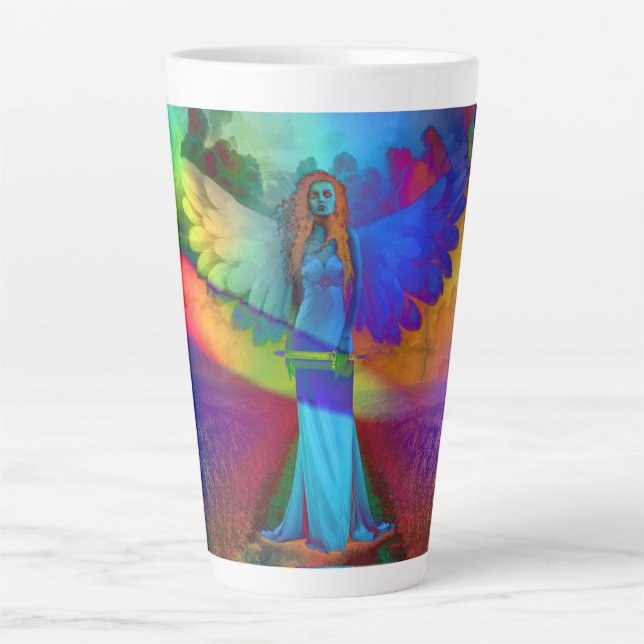 Tasse Latte Ange Coloré - (Devant)