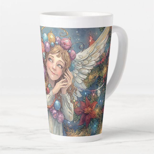 Tasse Latte Ange de Noël  (Angle droit)