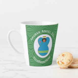Tasse Latte Ange du drapeau d'Aruba Noël personnalisé