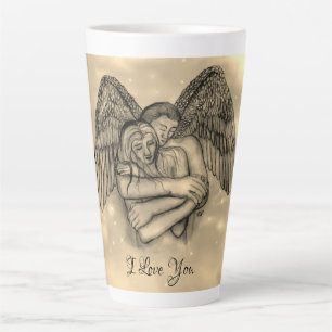 Tasse Latte Ange Éros en amour, je t'aime