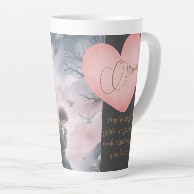 Tasse Latte Ange gardien et enfant priant ensemble (Angle droit)