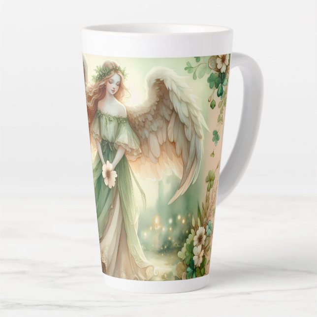 Tasse Latte Ange Sérénité Trèfle (Angle droit)