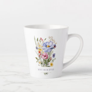 Tasse Latte Anglais Bouquet de jardin Meilleure maman Jour des