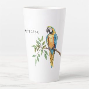Tasse Latte Animal de safari oiseau bleu jaune perroquet