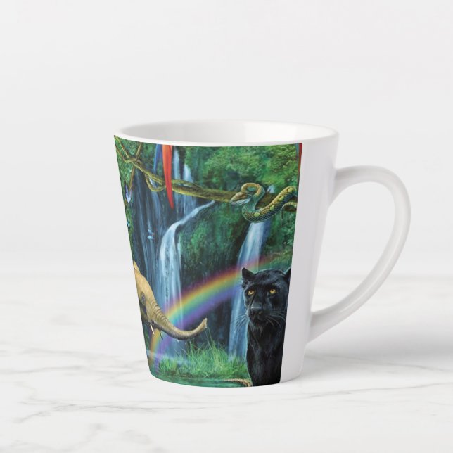 Tasse Latte Animals living together throw pillow (Droite)