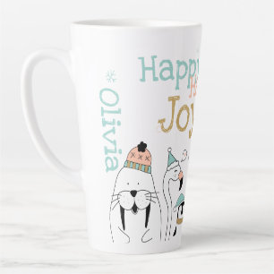 Tasse Latte Animaux de vacances amusants Happy Happy Happy