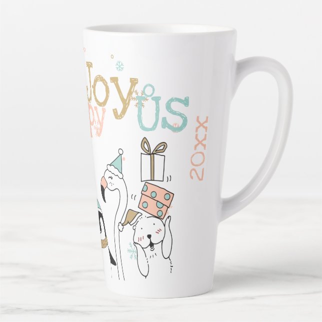 Tasse Latte Animaux d'hiver Portant des Casquettes Joyeux Joye (Droite)