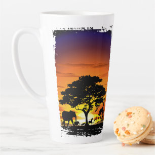 Tasse Latte Animaux sauvages sur le coucher de soleil de la sa