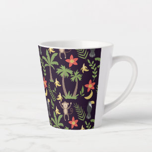 Tasse Latte Animaux tropicaux singes motifs sans soudure & mac