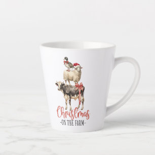 Tasse Latte Animaux vintages de la ferme Noël à la ferme