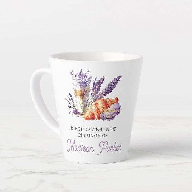 Tasse Latte Anniversaire Brunch Aquarelle Personnalisée (Angle gauche)