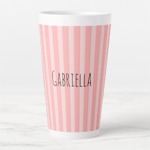 Tasse Latte Anniversaire Rayures Rose Féminin