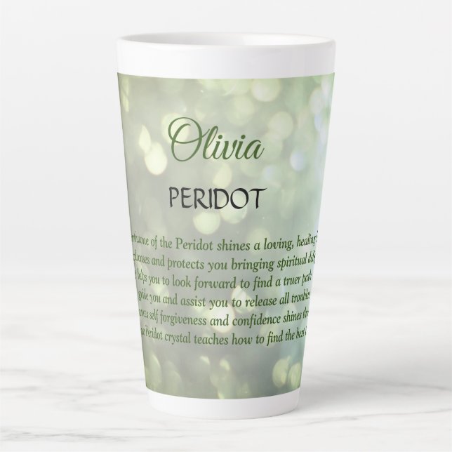 Tasse Latte Août Birthstone Peridot design (Devant)