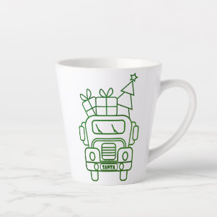 Tasse Latte Aperçu camion de Noël Père Noël voiture vue avant