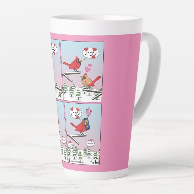 Tasse Latte Appels de accouplement d'oiseaux modernes comique (Angle droit)
