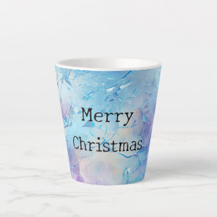 Tasse Latte Aqua Blue Purple Ice Neige Noël