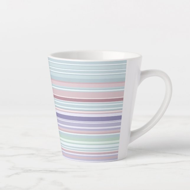 Tasse Latte Aqua, Blush and Lavender Stripes (Droite)