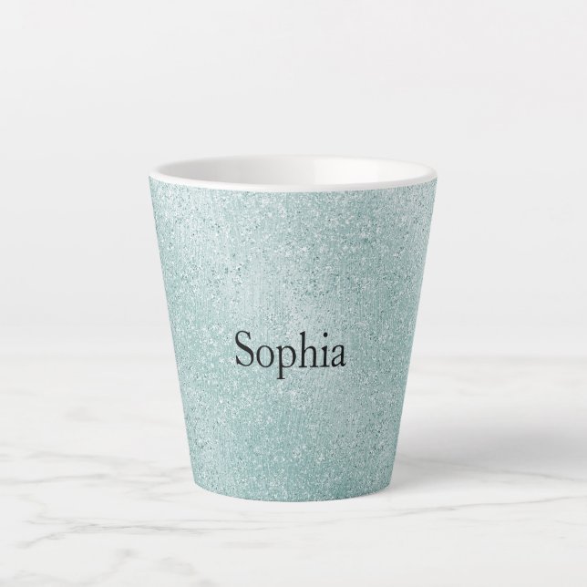 Tasse Latte Aqua Glitter Ombre Christmas (Devant)