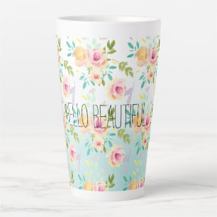 Tasse Latte Aqua Ombre rose jaune floral
