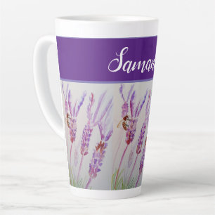 Tasse Latte Aquarelle à lave peinte à la main Anniversaire
