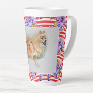 Tasse Latte Aquarelle allemande Spitz Pomeranian Chien Latte M