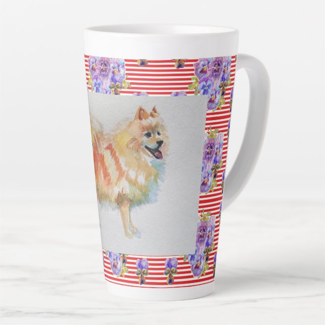 Tasse Latte Aquarelle allemande Spitz Pomeranian Chien Latte M (Angle droit)