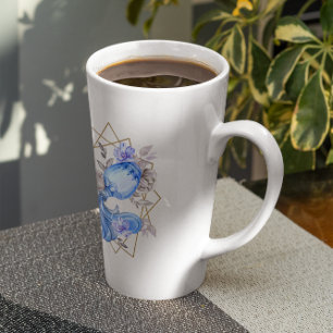 Tasse Latte Aquarelle Aquarius Astrologie Zodiac   Monogramme