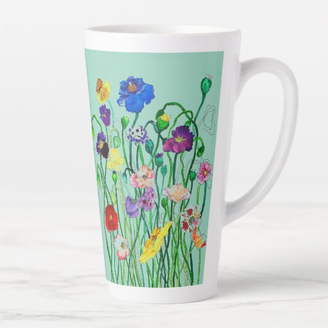 Tasse Latte aquarelle blanche vive (Droite)