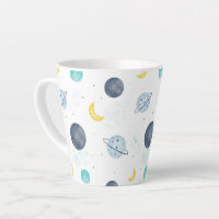 Aquarelle Blue Space Planet Motif