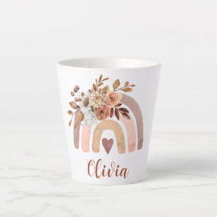 Tasse Latte Aquarelle Boho personnalisée Floral Arc-en-ciel La