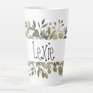 Tasse Latte Aquarelle botanique personnalisée