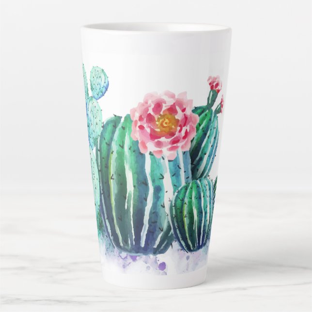 Tasse Latte aquarelle Cactus (Devant)