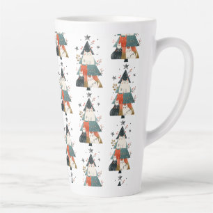 Tasse Latte Aquarelle Chats Arbre de Noël Motif Whimsical