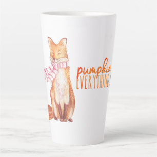 Tasse Latte Aquarelle Citrouille épices saison assis Fox