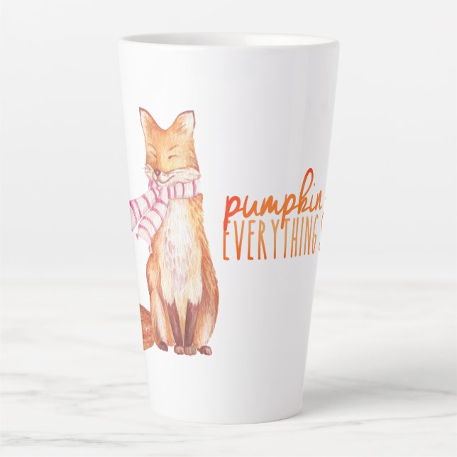 Tasse Latte Aquarelle Citrouille épices saison assis Fox (Devant)