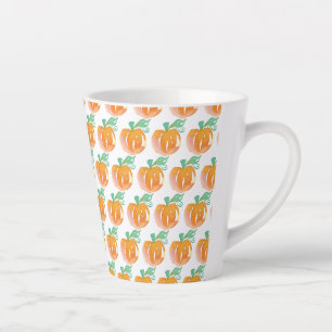 Tasse Latte Aquarelle Citrouille orange Motif